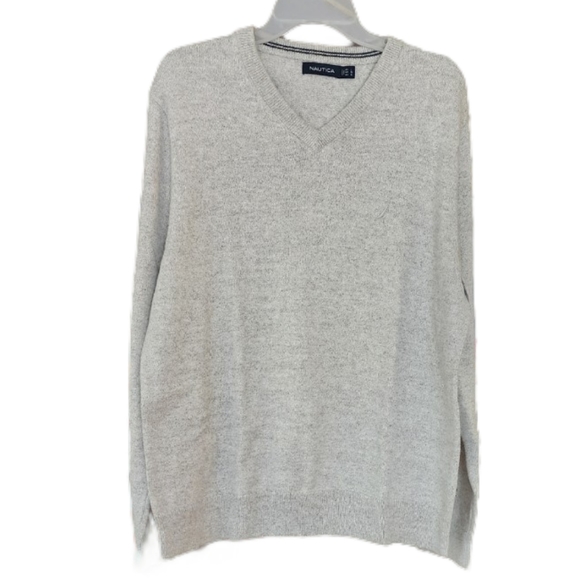 Nautica V-neck Gray‎ Knit Sweater Men's Large - Picture 1 of 6